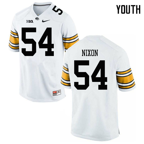 Youth #54 Daviyon Nixon Iowa Hawkeyes College Football Jerseys Sale-White - Click Image to Close